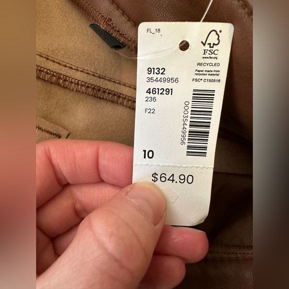 Reitmans faux leather cognac brown high waisted straight leg pants - Picture 5 of 5